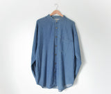 Extra Long Stand Collar Denim Shirt