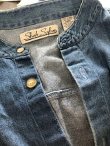 Extra Long Stand Collar Denim Shirt