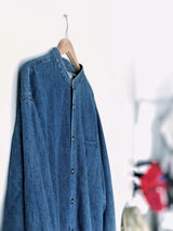 Extra Long Stand Collar Denim Shirt